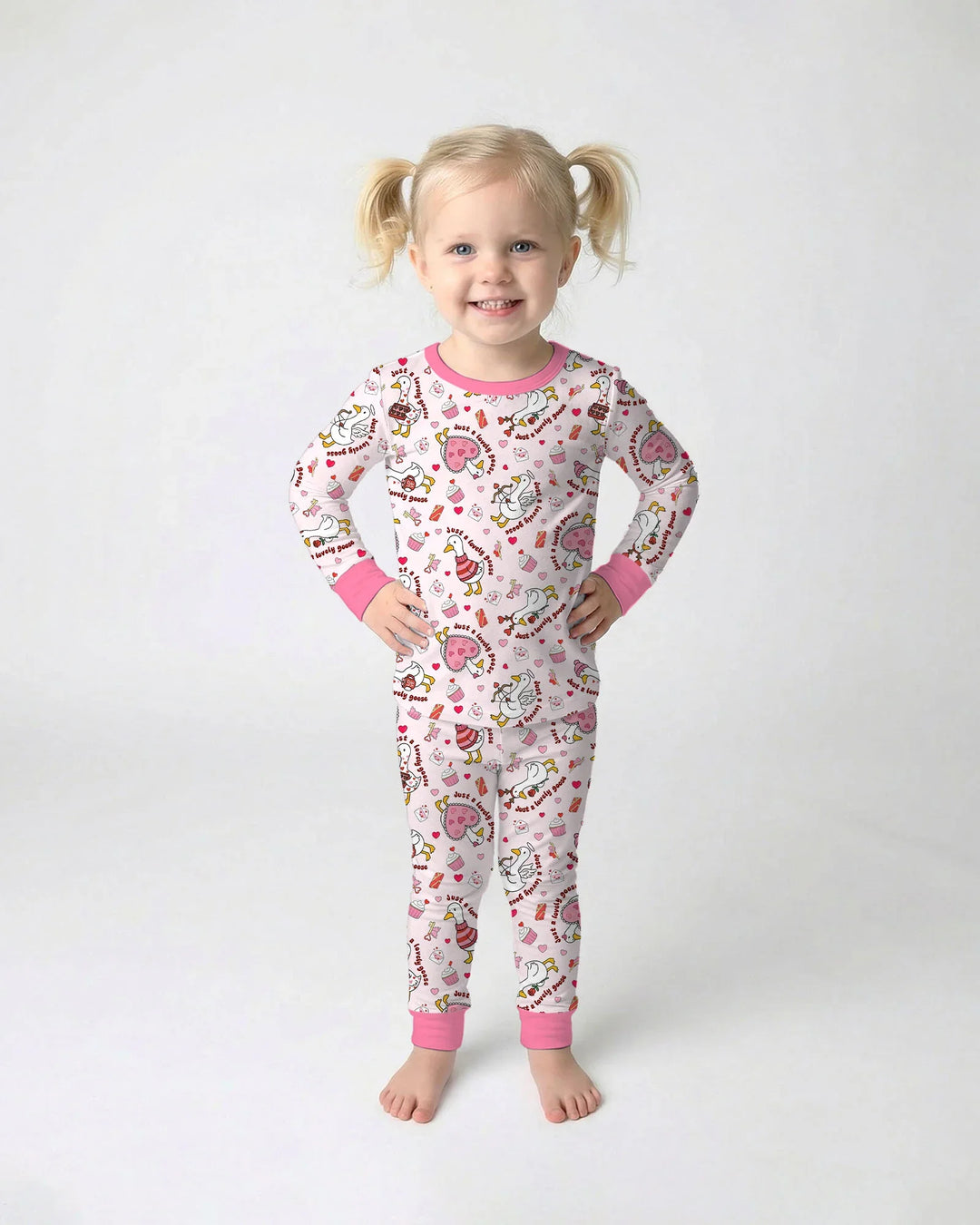 Valentine Silly Goose Bamboo Two Piece Long Sleeve Pajama Set