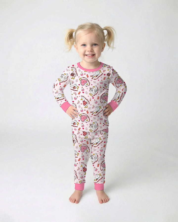 Valentine Silly Goose Bamboo Two Piece Long Sleeve Pajama Set