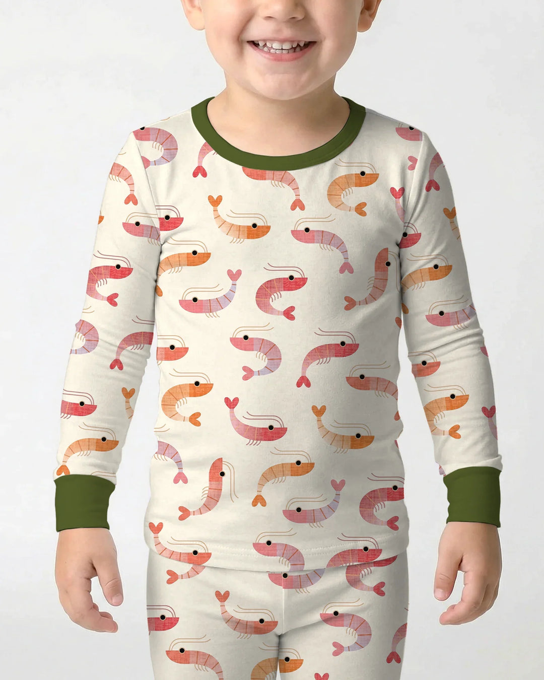 Sweet Shrimp Parade  Bamboo Two Piece Long Sleeve Pajama Set