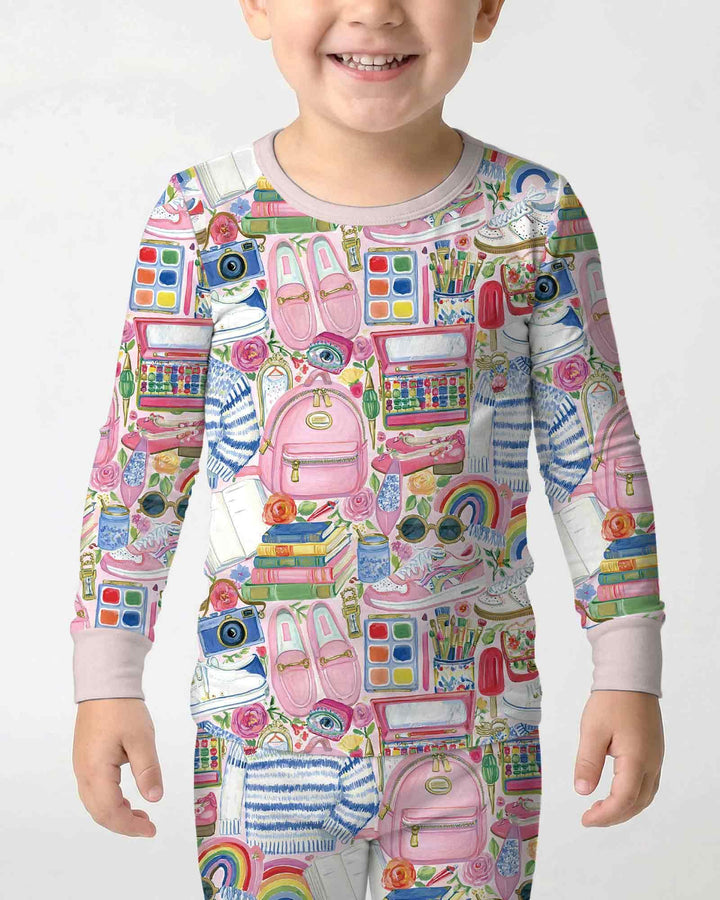 Sweet School Adventure Bamboo Two Piece Long Sleeve Pajama Set
