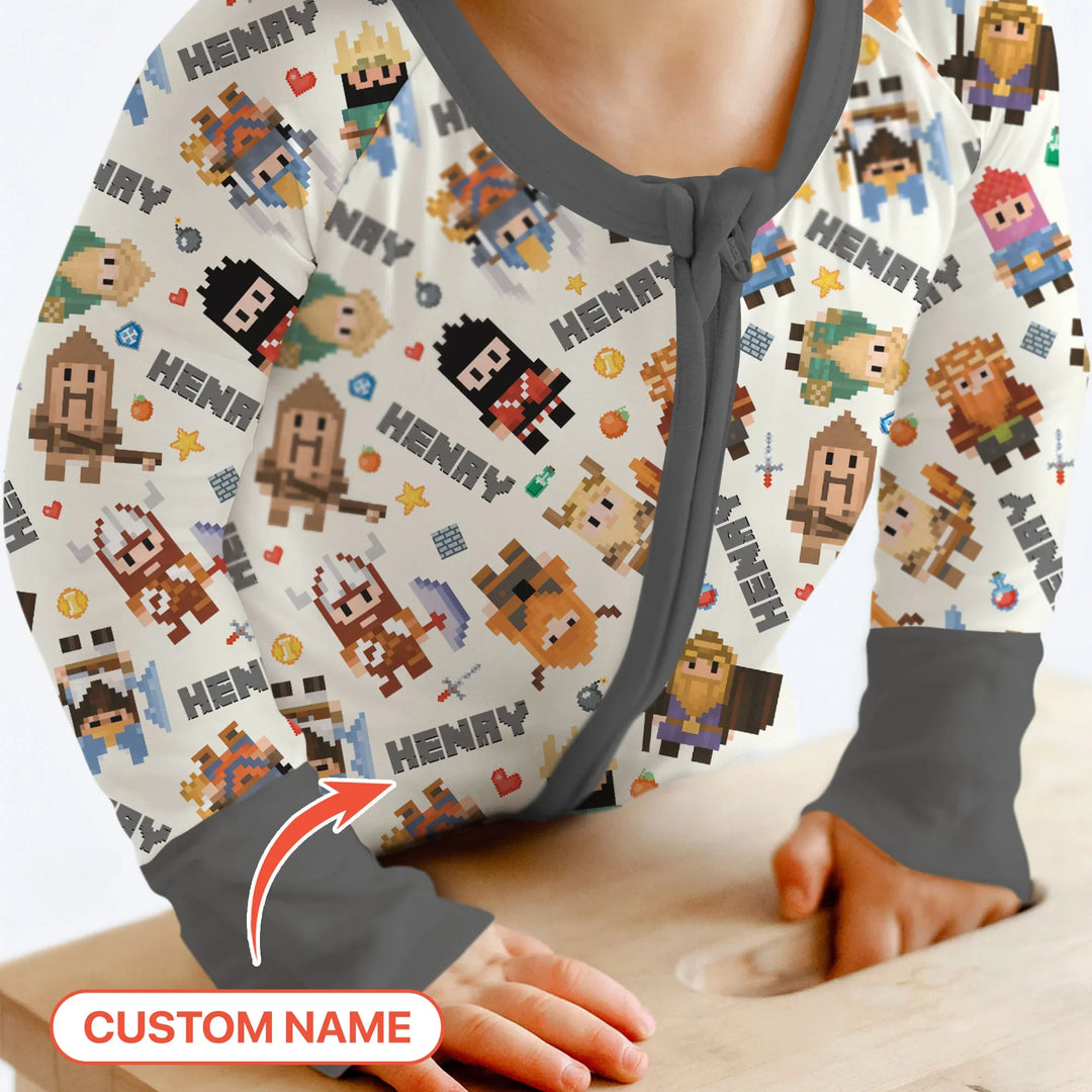 Blocky Buddy Squad Custom Name Bamboo Convertible Zippy