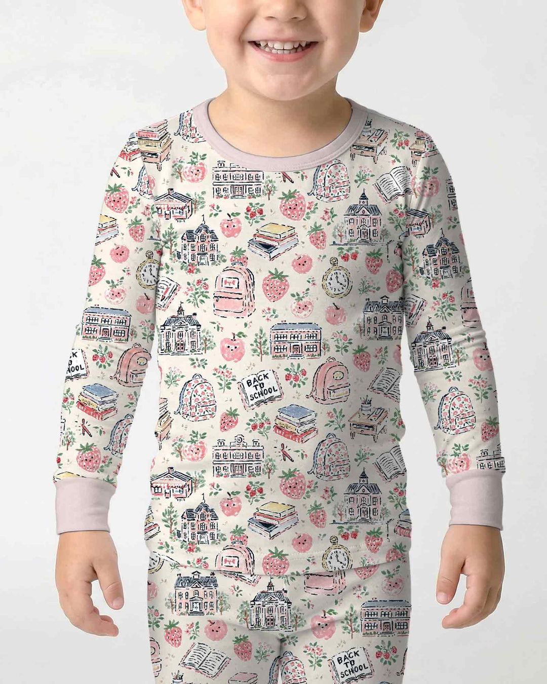 Coquette Strawberry School Days Bamboo Two Piece Long Sleeve Pajama Set