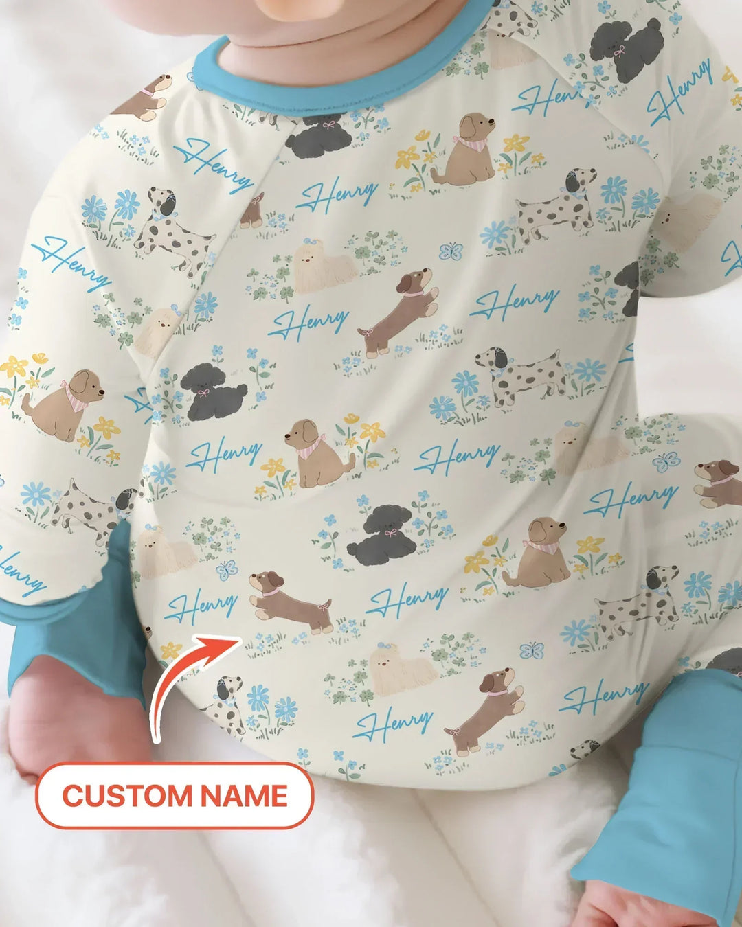 Custom Name Flower Dogs Bamboo Convertible Zippy
