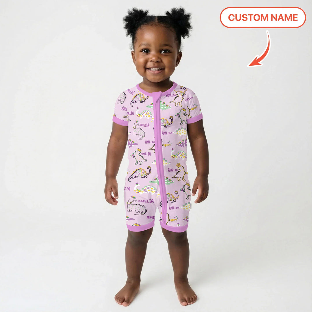 Custom Name Mardi Gras Saurus Bamboo Shorty Zippy