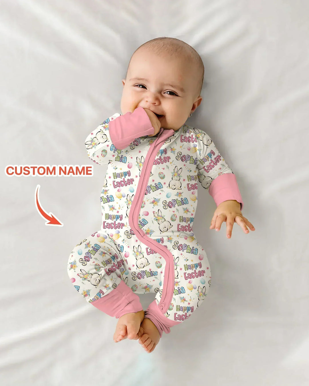 Personalized Happy Easter Bunny Bamboo Convertible Zippy