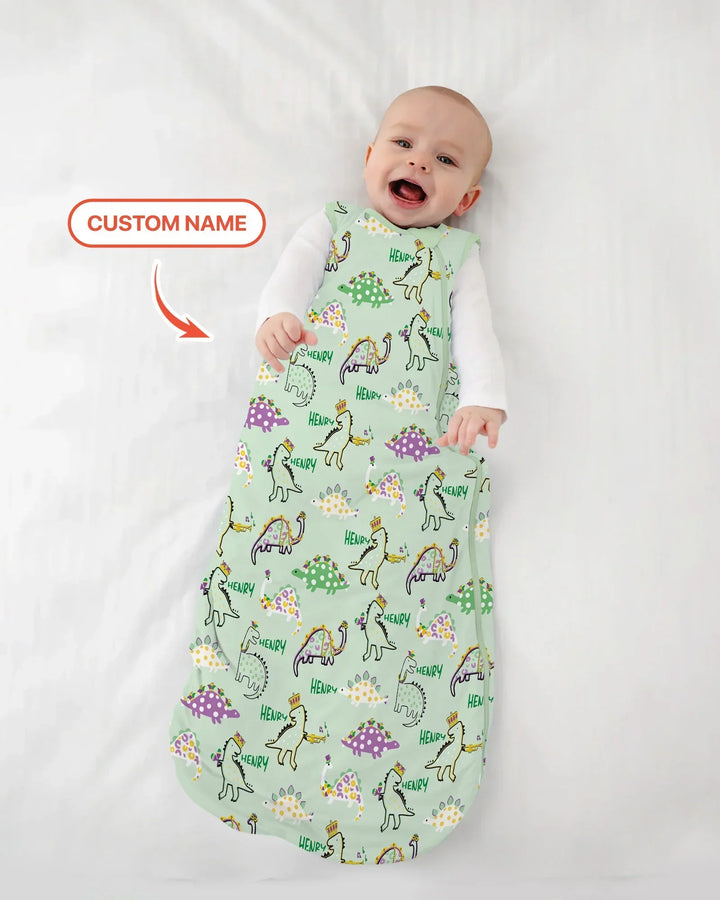 Custom Name Mardi Gras Saurus Bamboo Sleep Bag