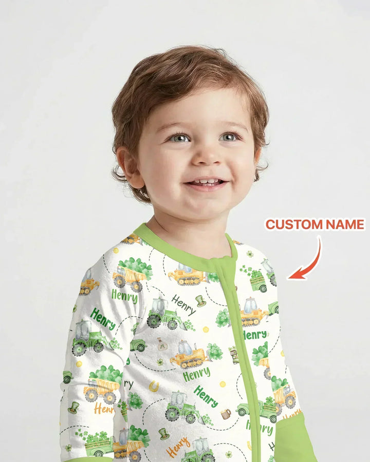 Construction St. Patrick's Day Custom Name Bamboo Convertible Zippy