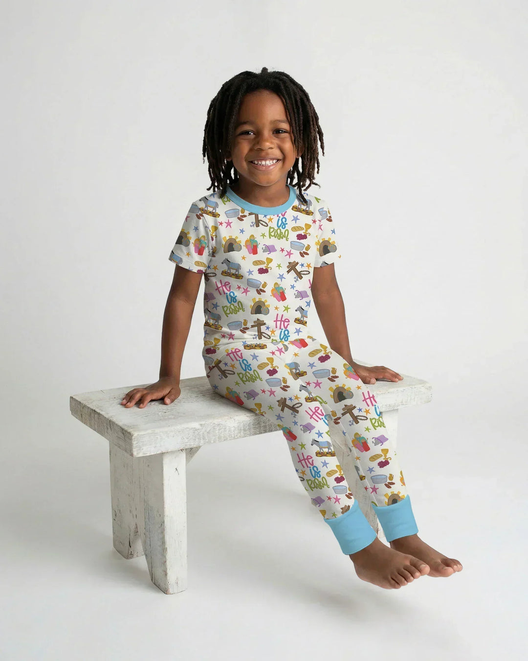 Bible Story Easter Family Matching Bamboo Two Piece Short Sleeve Pajama Set