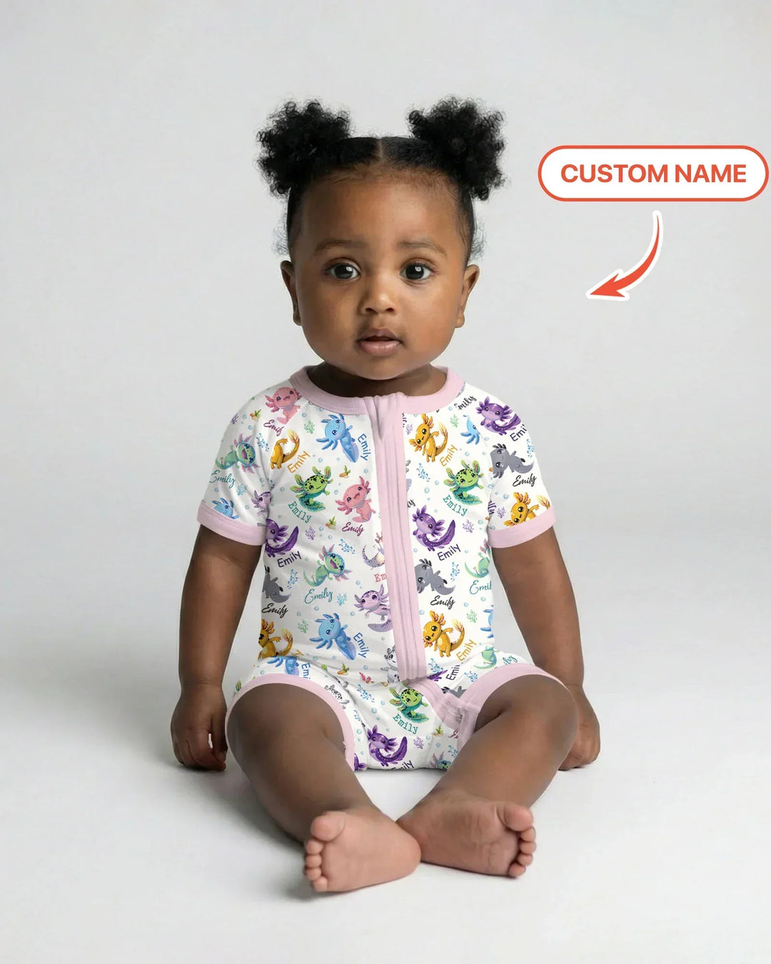 I Love You Axolotl Custom Name Bamboo Shorty Zippy