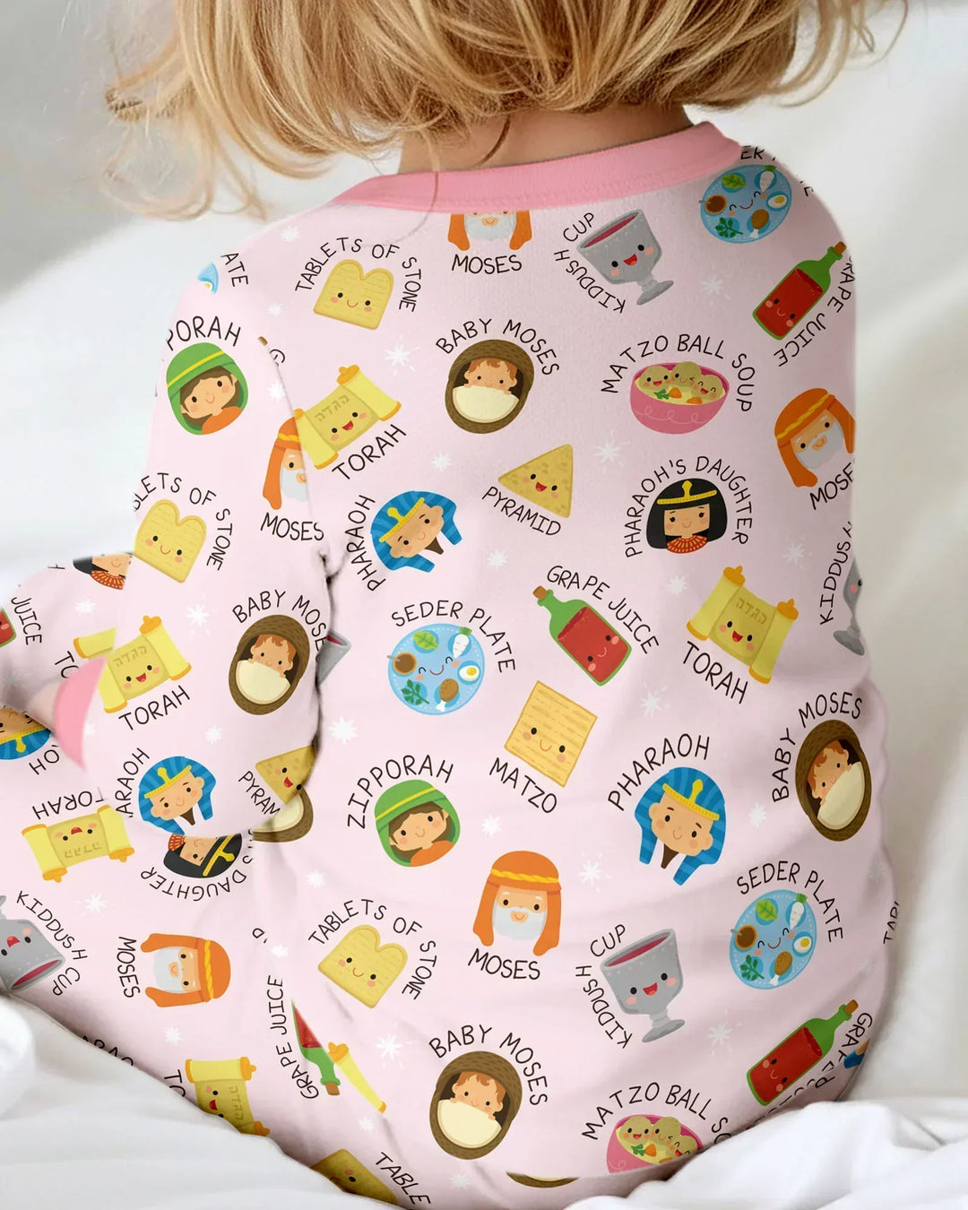 Cute Passover Characters Bamboo Two Piece Long Sleeve Pajama Set