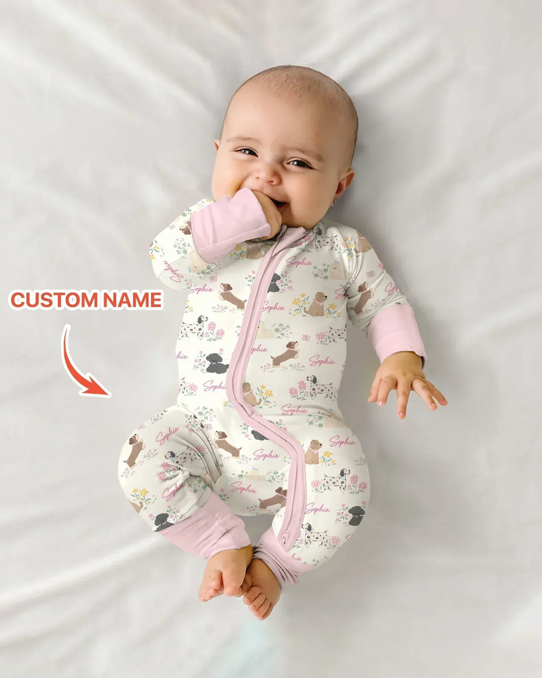 Custom Name Flower Dogs Bamboo Convertible Zippy
