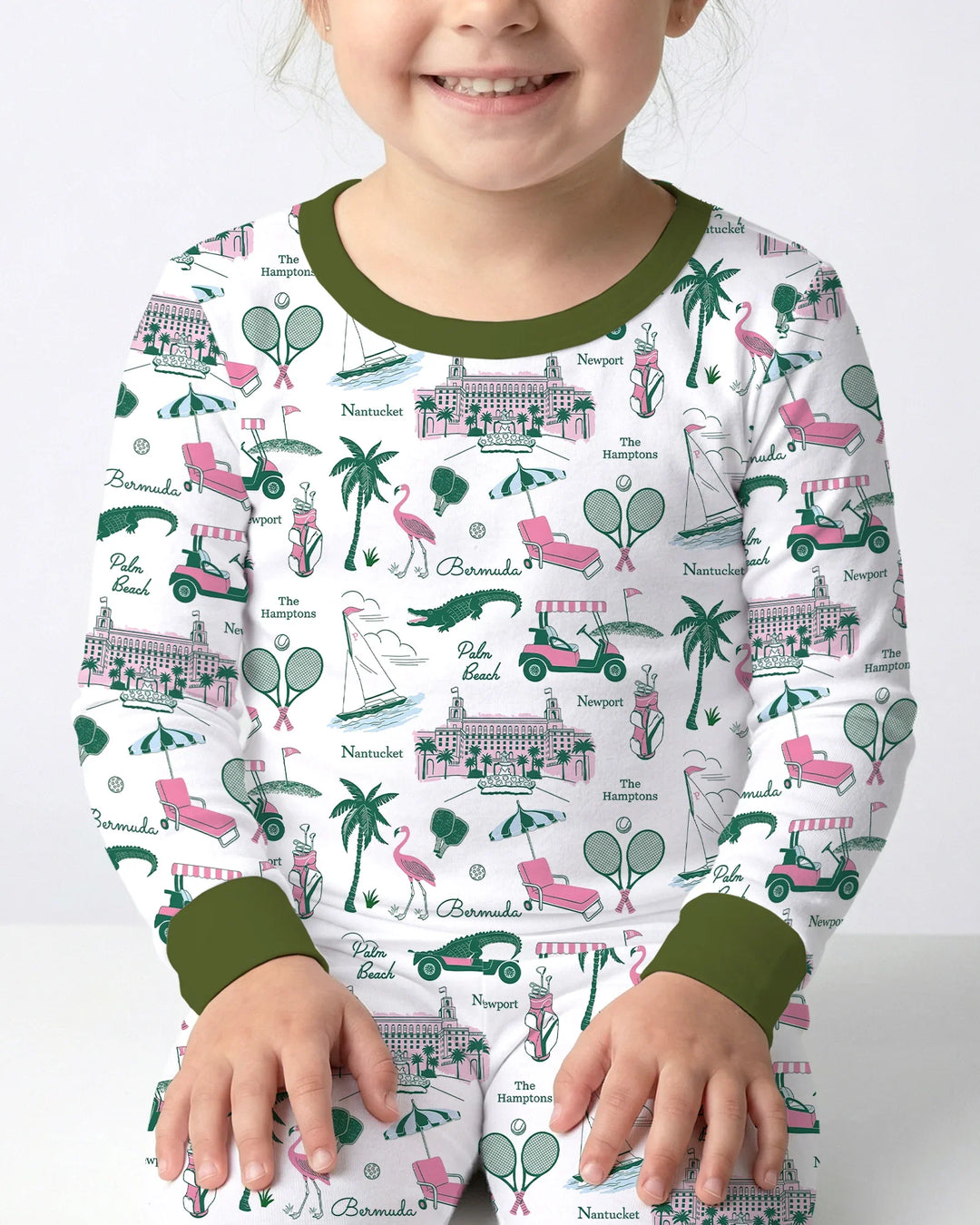 Preppy Palm Getaway Bamboo Two Piece Long Sleeve Pajama Set