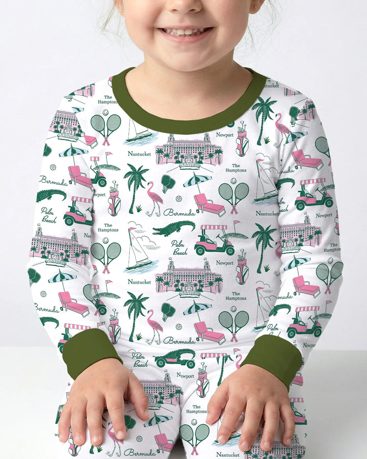 Preppy Palm Getaway Bamboo Two Piece Long Sleeve Pajama Set