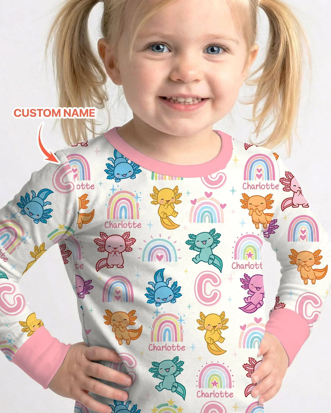Axololt Custom Name Bamboo Two Piece Long Sleeve Pajama Set