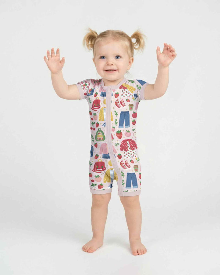 Strawberry School Style Bamboo Shorty Zippy