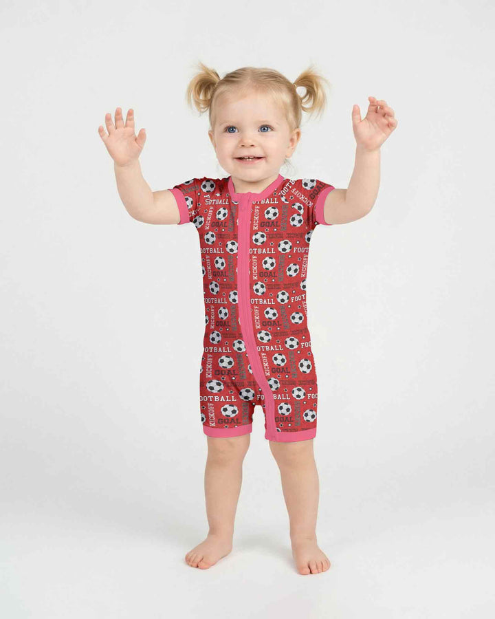 Red Soccer Ball Bamboo Shorty Zippy