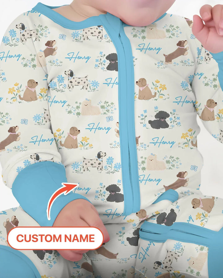 Custom Name Flower Dogs Bamboo Convertible Zippy