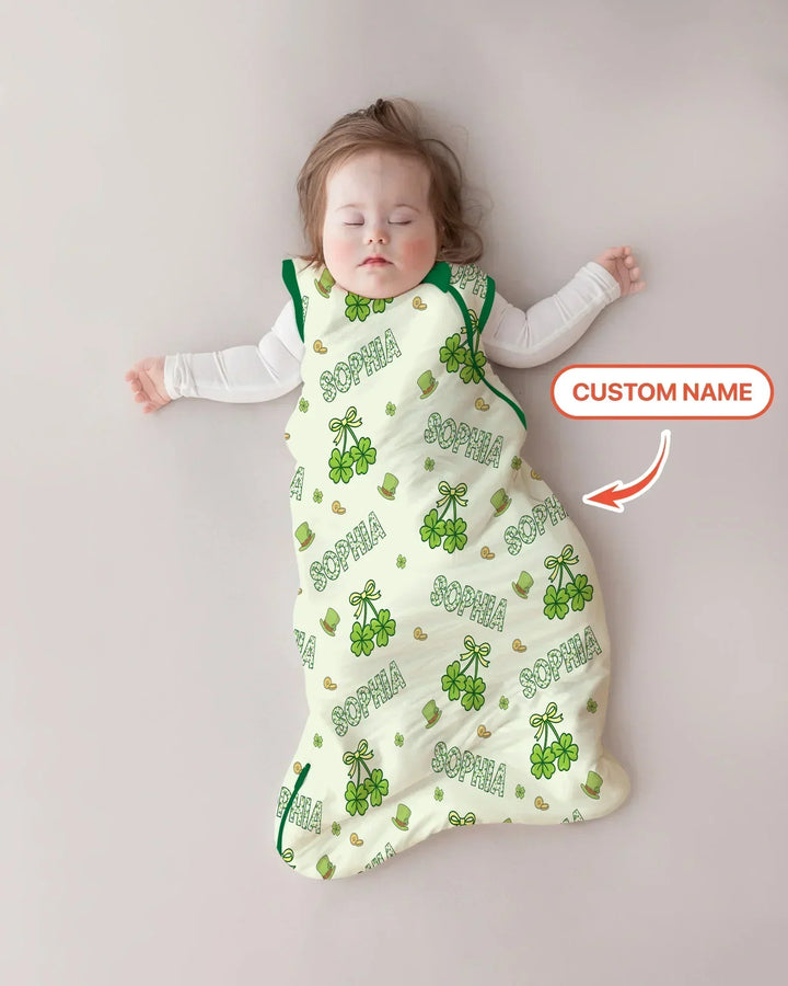 Custom Name Lucky Little Shamrock Bamboo Sleep Bag