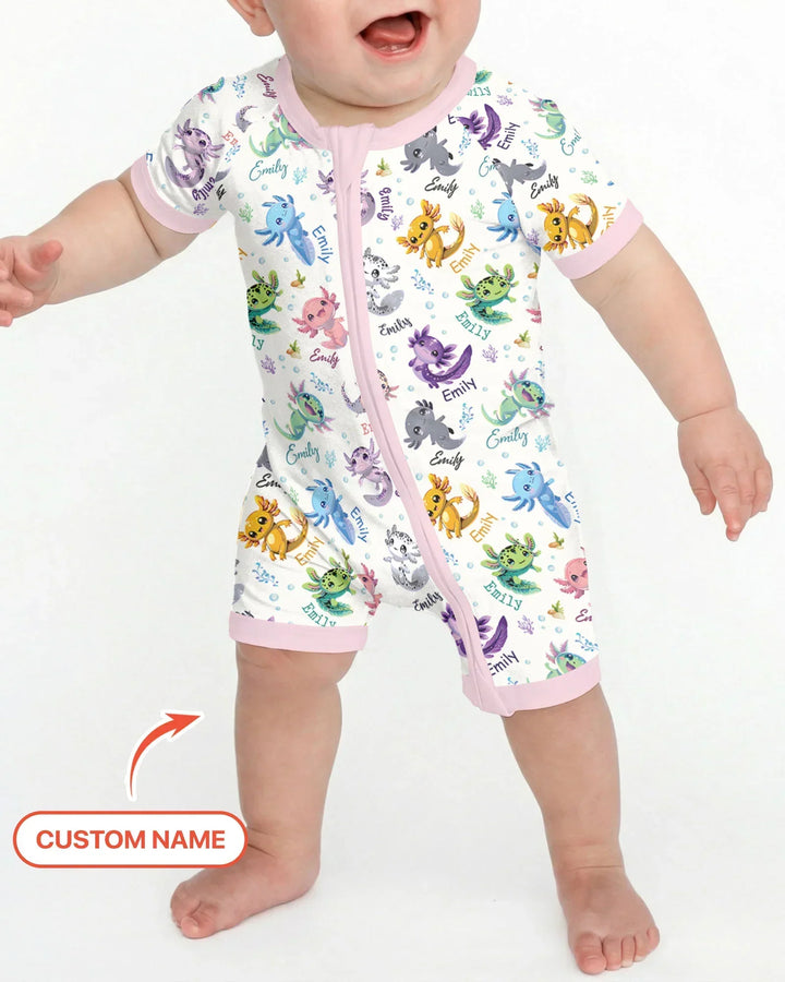 I Love You Axolotl Custom Name Bamboo Shorty Zippy