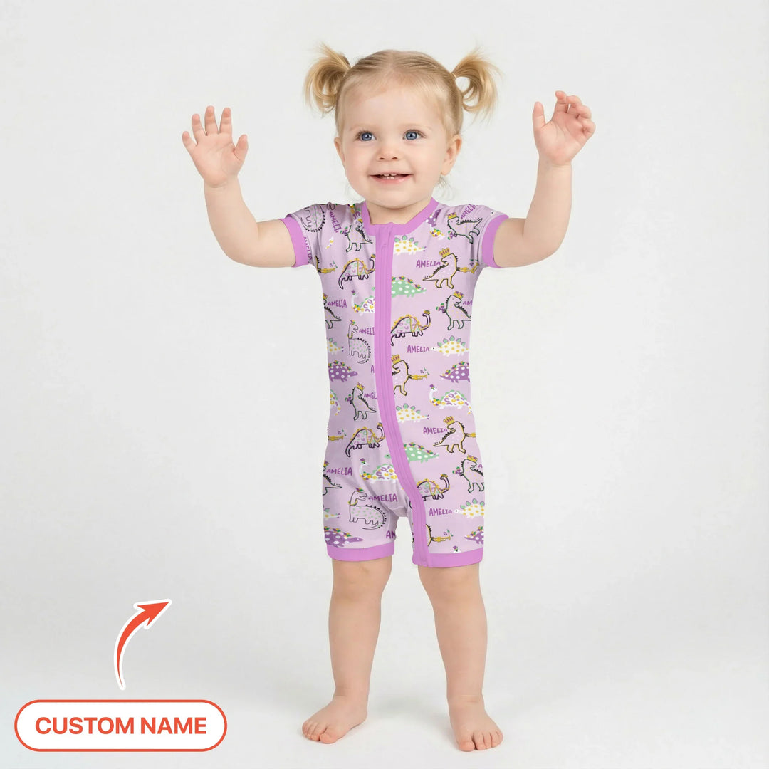 Custom Name Mardi Gras Saurus Bamboo Shorty Zippy