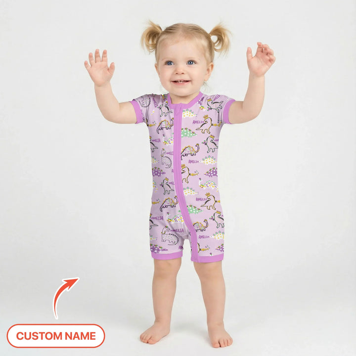 Custom Name Mardi Gras Saurus Bamboo Shorty Zippy