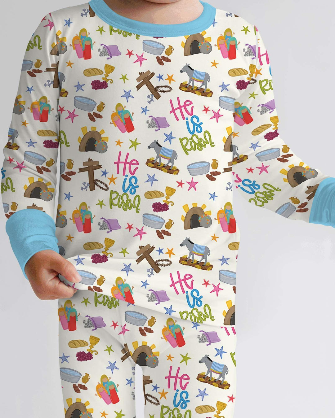 Bible Story Easter Family Matching Bamboo Two Piece Long Sleeve Pajama Set