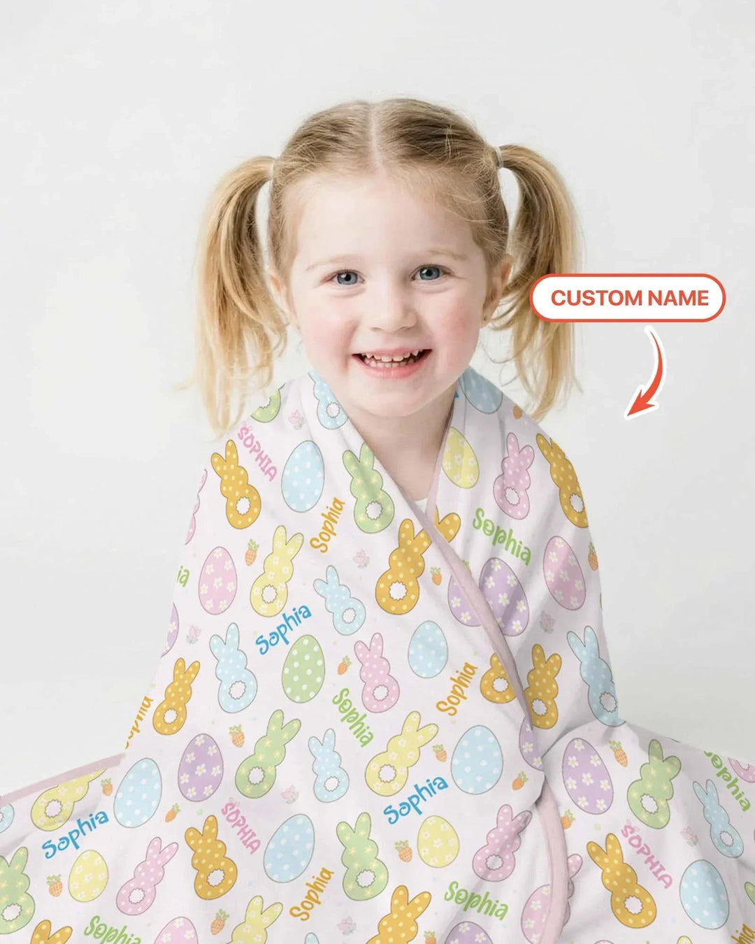 Custom Name Spring Pastel Easter Bamboo Blanket