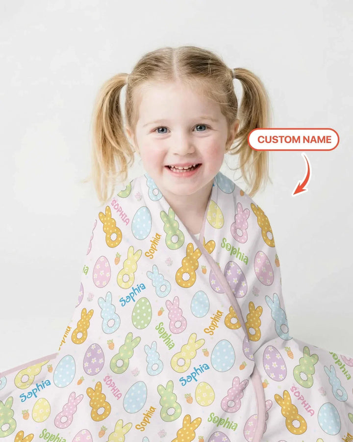 Custom Name Spring Pastel Easter Bamboo Blanket