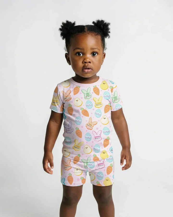 Easter Christian Bunny Bamboo Two Piece Short Sleeve Shorts Pajama Set