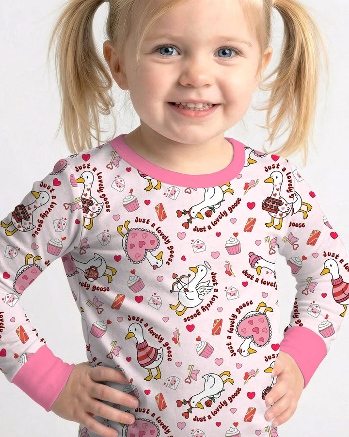 Valentine Silly Goose Bamboo Two Piece Long Sleeve Pajama Set