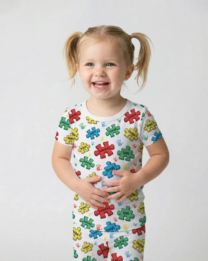 Puzzle You Are Bamboo Two Piece Short Sleeve Pajama Set