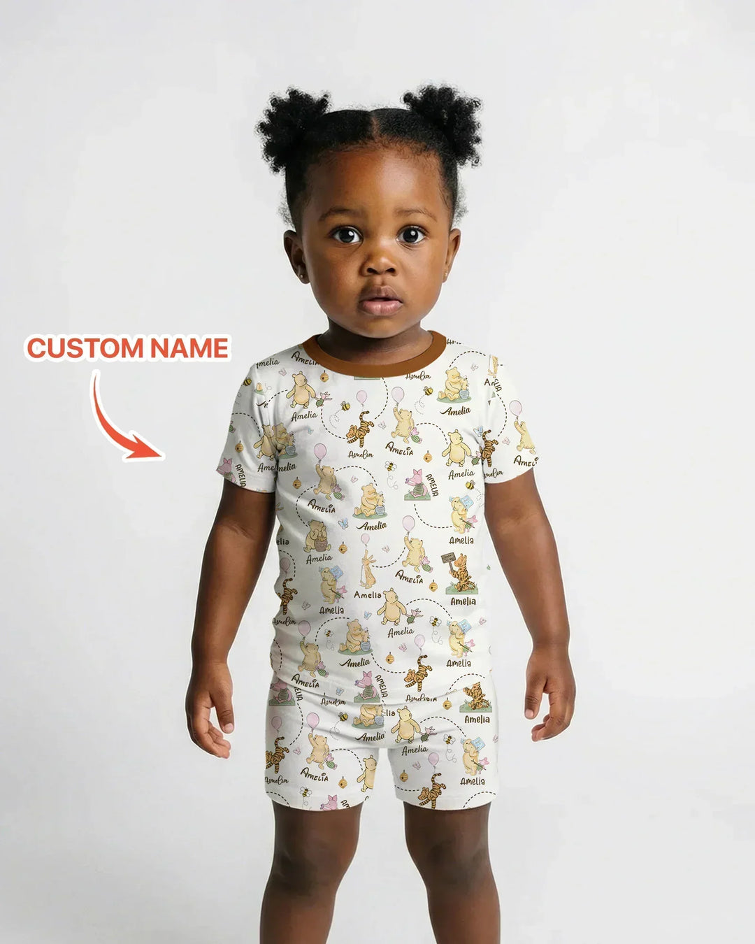 Once Upon A Bear Custom Name Bamboo Two Piece Short Sleeve Shorts Pajama Set