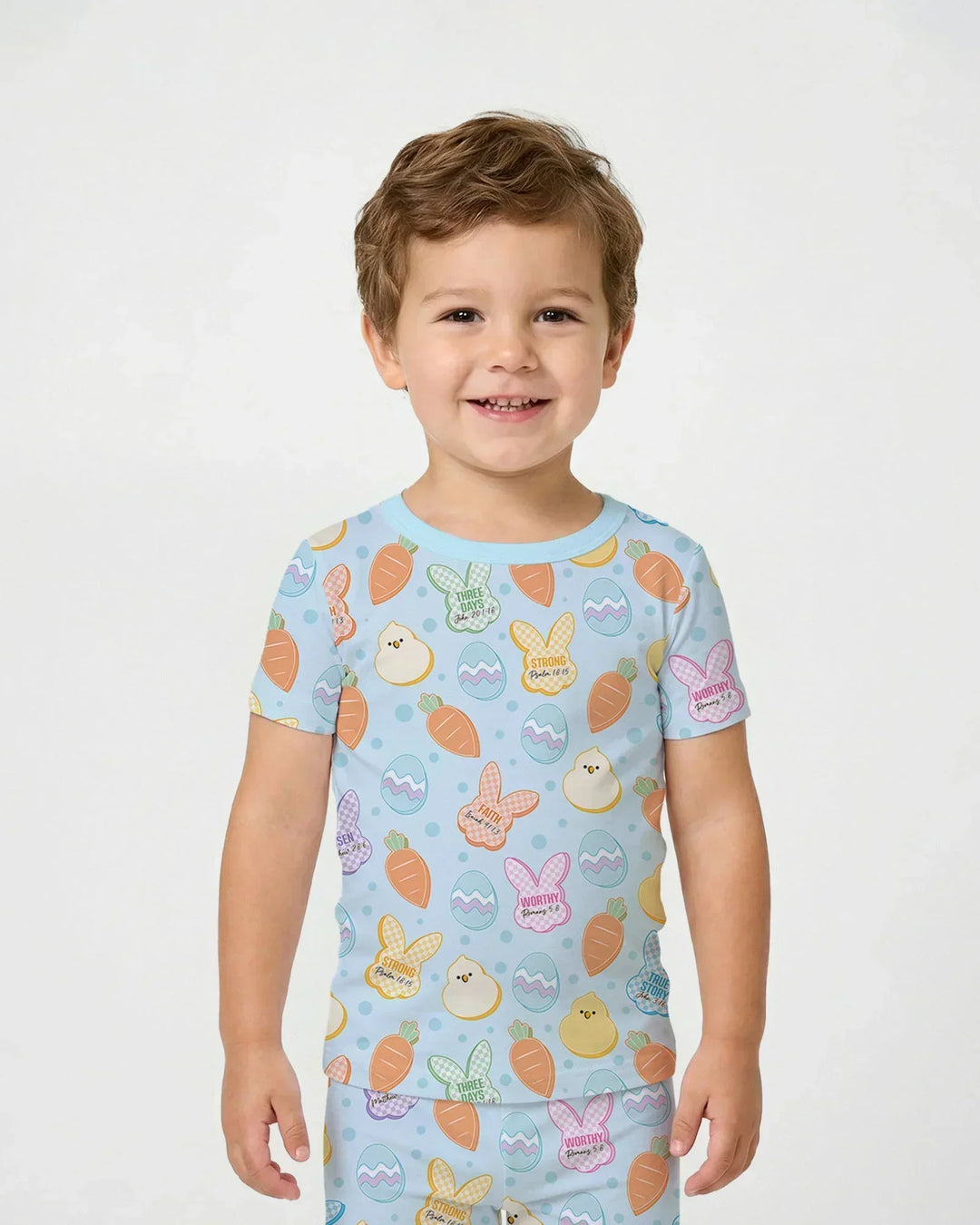 Easter Christian Bunny Bamboo Two Piece Short Sleeve Pajama Set