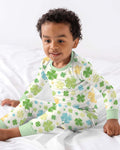 Shamrocks Print St. Patrick's Day Bamboo Two Piece Long Sleeve Pajama Set