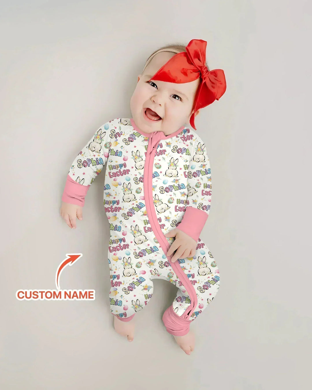 Personalized Happy Easter Bunny Bamboo Convertible Zippy
