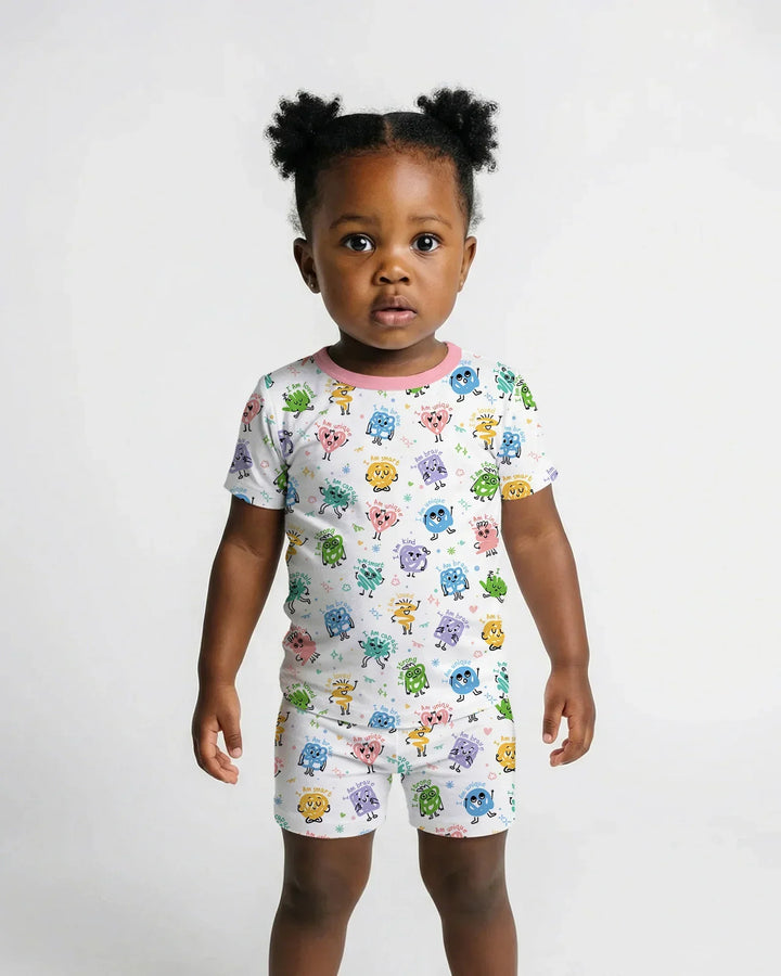 Positive Affirmations Bamboo Two Piece Short Sleeve Shorts Pajama Set