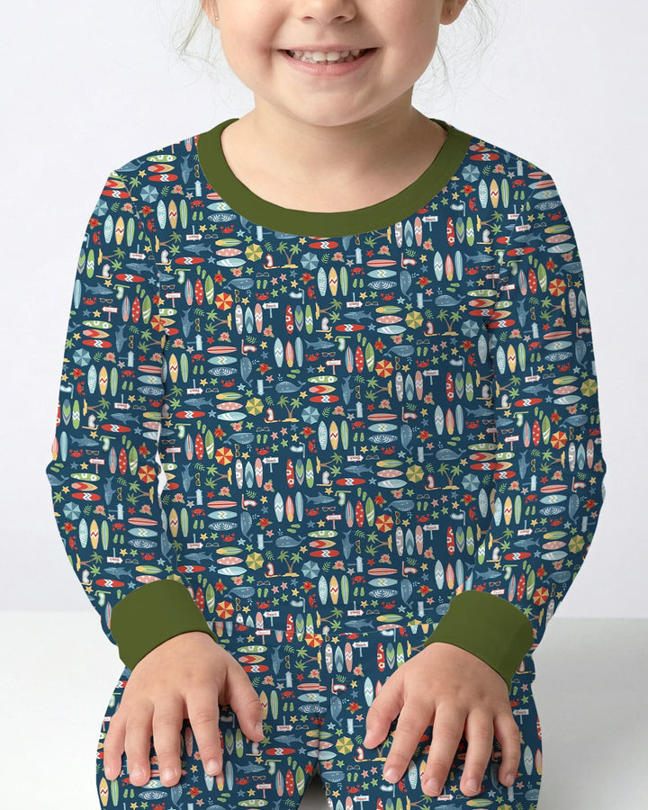 Endless Summer Surf Bamboo Two Piece Long Sleeve Pajama Set