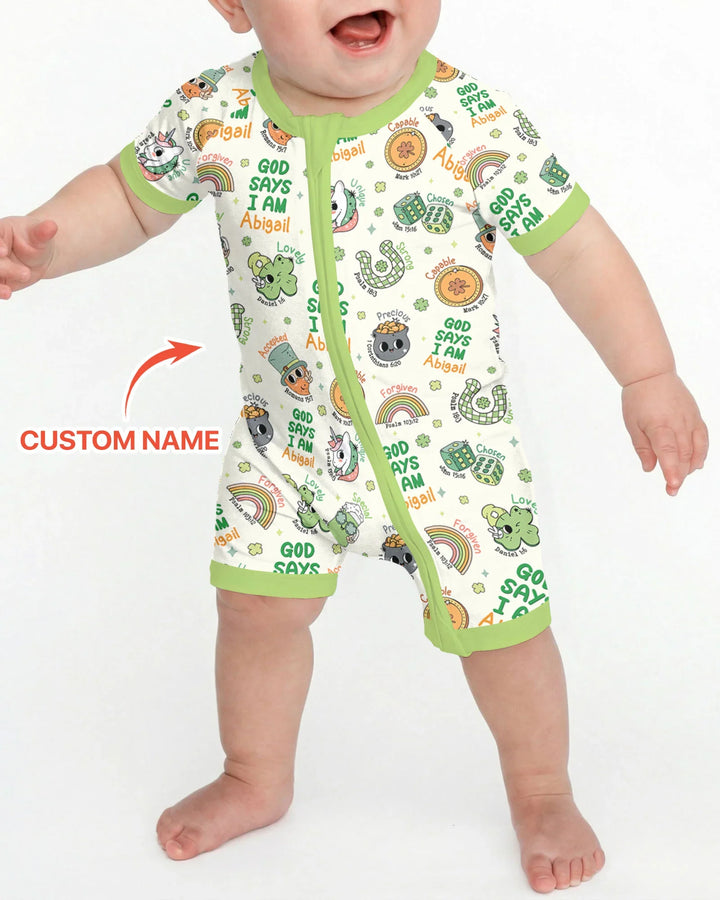 Personalized God Says I Am St. Patrick's Day Family Matching Bamboo Shorty Zippy