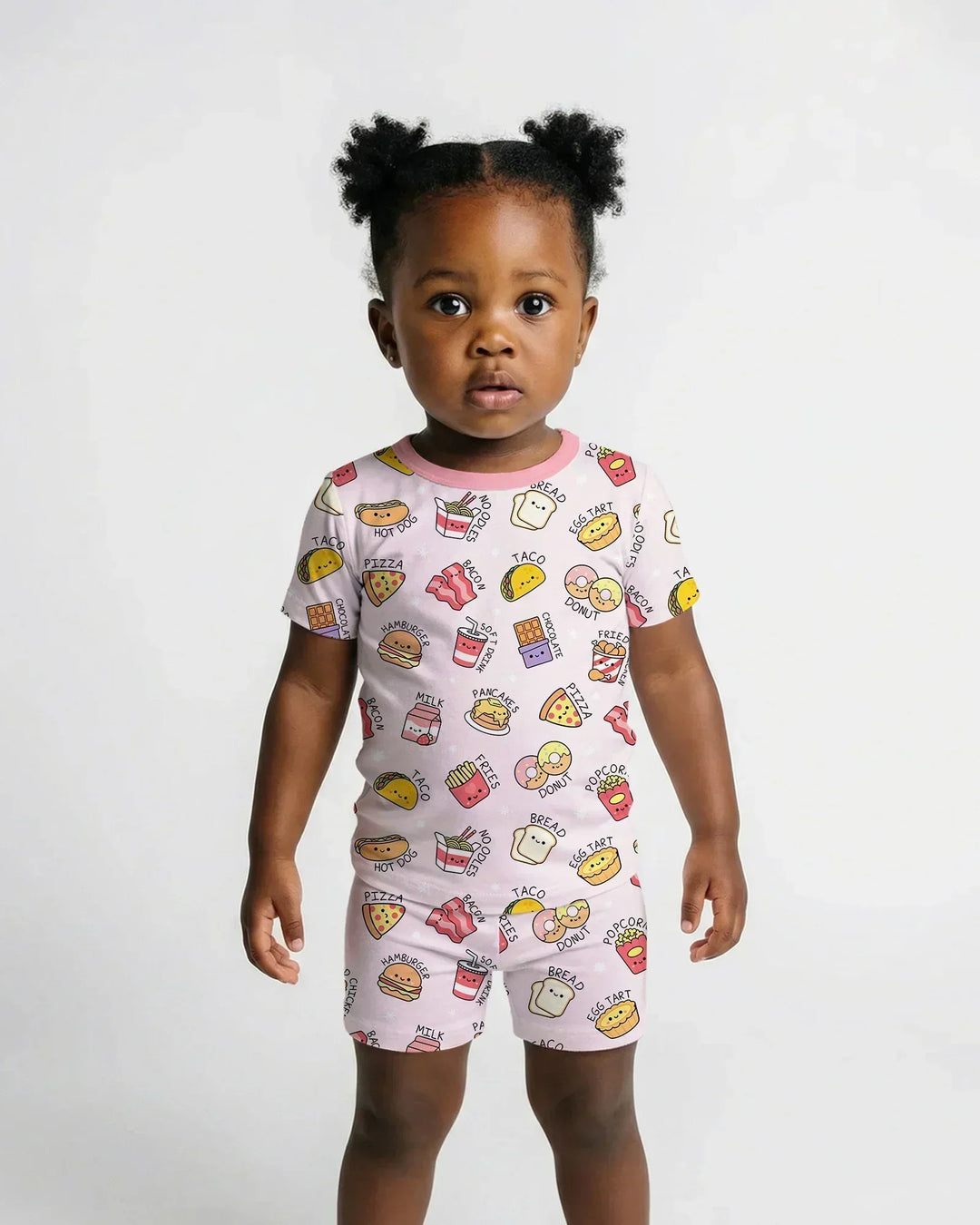 Kawaii Yummy Food Bamboo Two Piece Short Sleeve Shorts Pajama Set