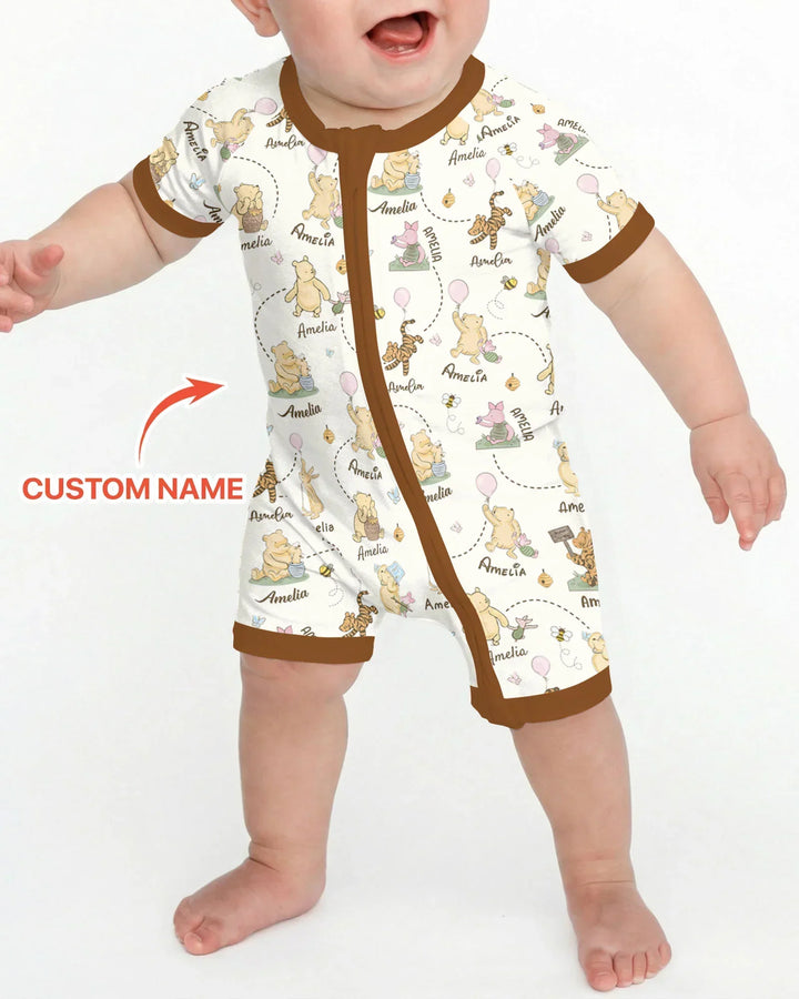 Once Upon A Bear Custom Name Bamboo Shorty Zippy
