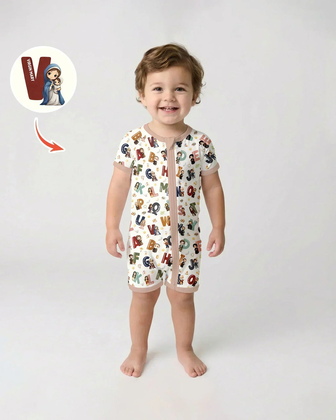 Catholic Saint ABCs Bamboo Shorty Zippy