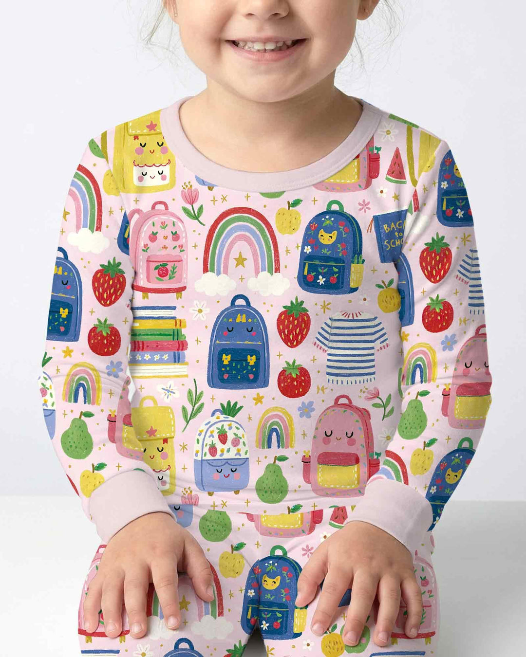 Sweet Rainbow School Adventure Bamboo Two Piece Long Sleeve Pajama Set