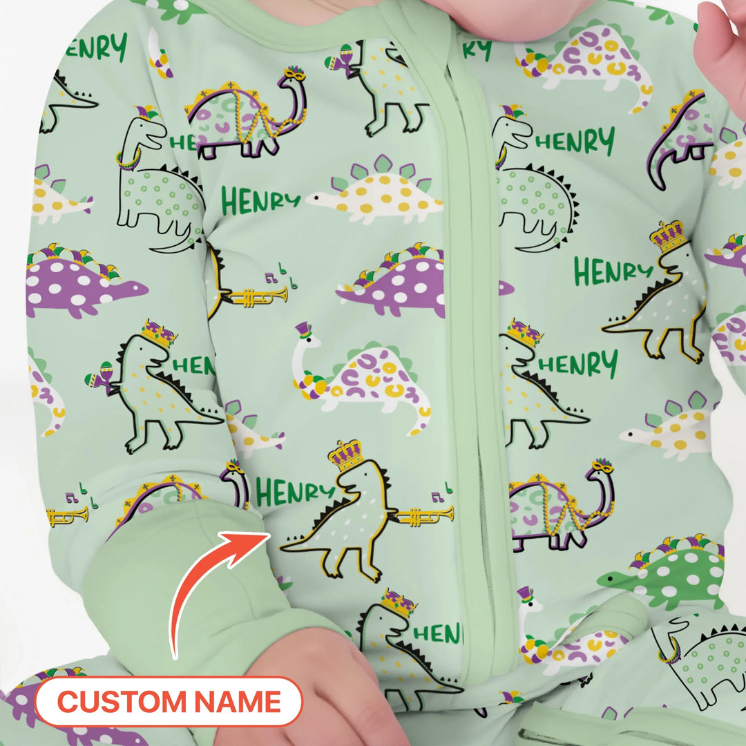 Custom Name Mardi Gras Saurus Bamboo Convertible Zippy
