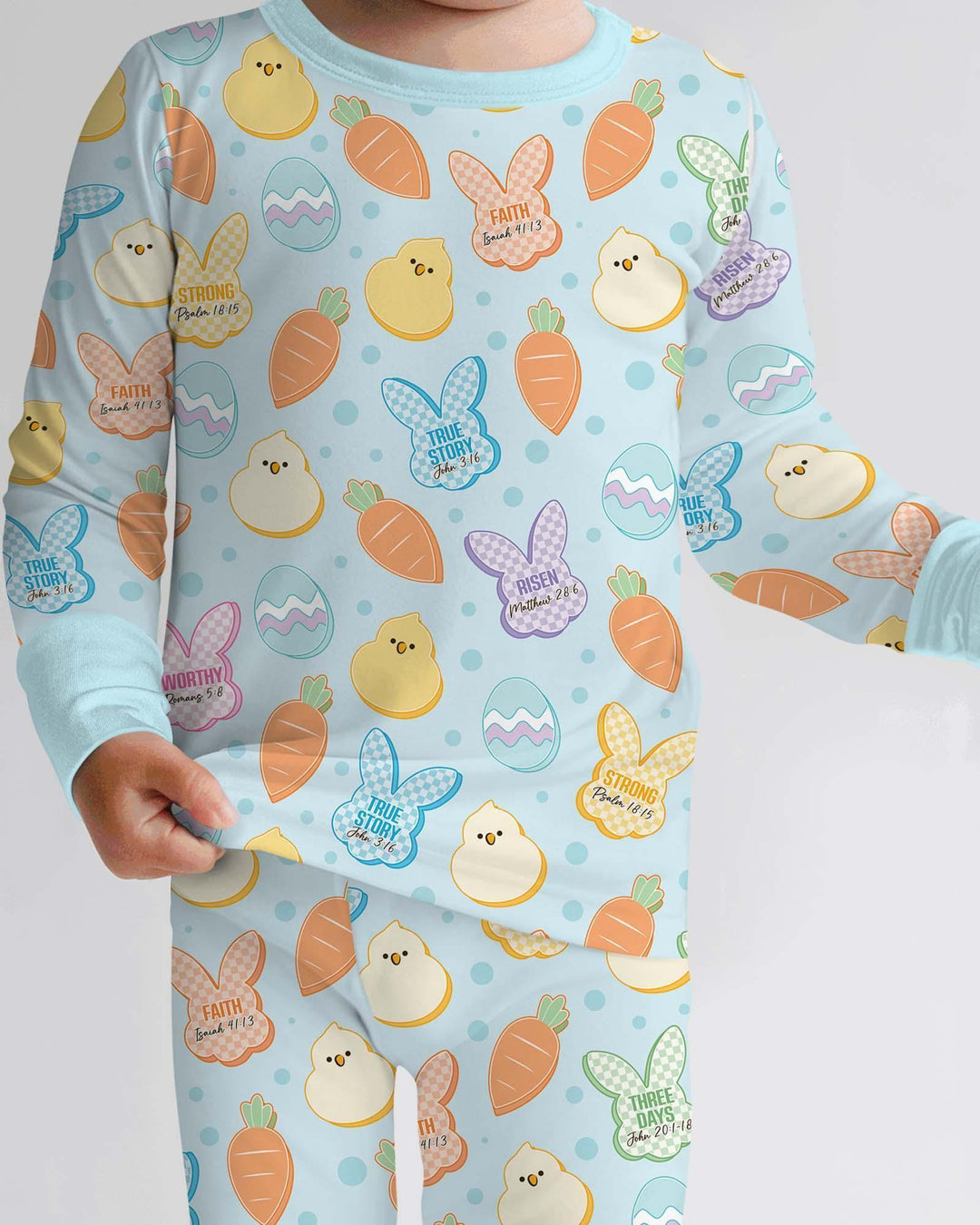 Easter Christian Bunny Bamboo Two Piece Long Sleeve Pajama Set