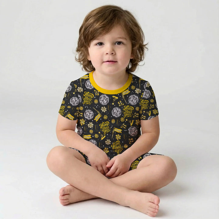 Disco New Years Eve Bamboo Two Piece Short Sleeve Shorts Pajama Set