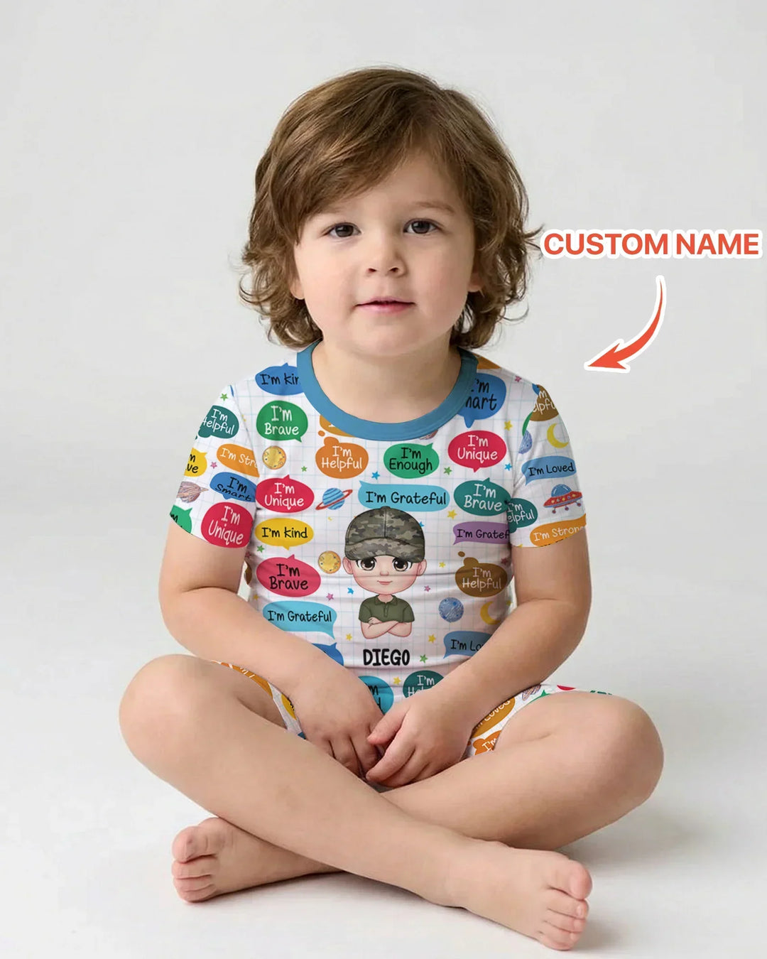 Personalized I'm Kind I'm Brave Bamboo Two Piece Short Sleeve Shorts Pajama Set