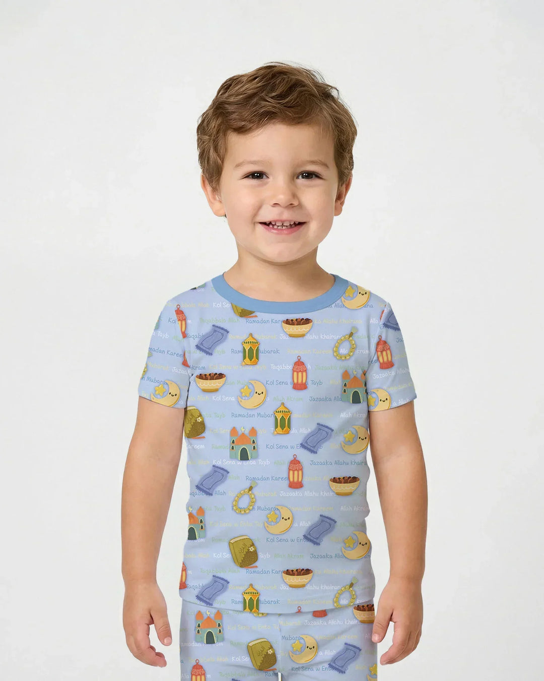 Ramadan Mubarak Family Matching Bamboo Two Piece Short Sleeve Pajama Set