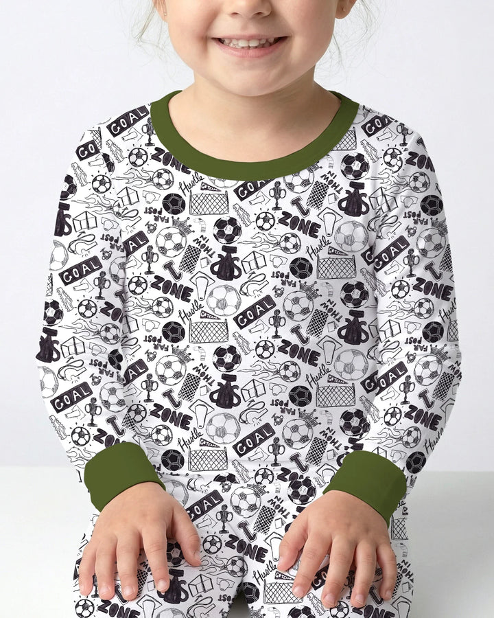 Soccer Doodle Bamboo Two Piece Long Sleeve Pajama Set