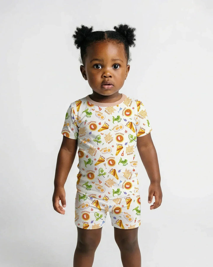 Happy Passover Family Matching Bamboo Two Piece Short Sleeve Shorts Pajama Set