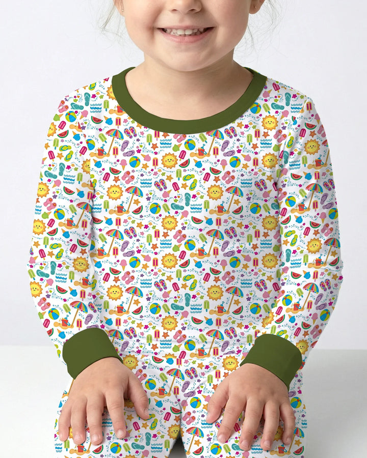 Sunshine Splash Party Bamboo Two Piece Long Sleeve Pajama Set